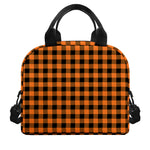 Orange Buffalo Plaid Print Insulated Lunch Bag