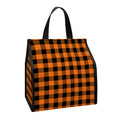 Orange Buffalo Plaid Print Insulated Lunch Tote