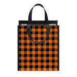 Orange Buffalo Plaid Print Insulated Lunch Tote