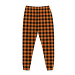 Orange Buffalo Plaid Print Jogger Pants