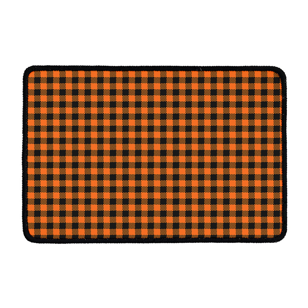 Orange Buffalo Plaid Print Kitchen Mat