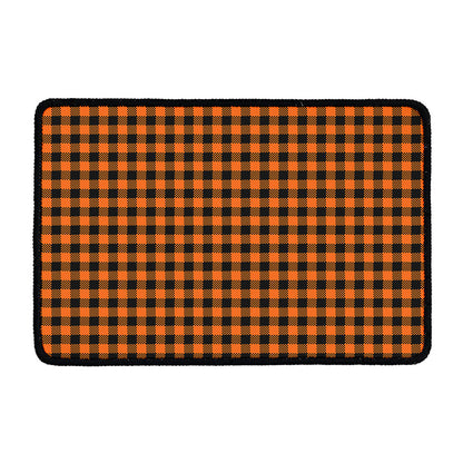 Orange Buffalo Plaid Print Kitchen Mat