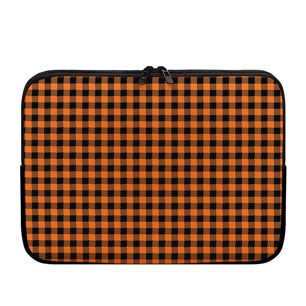 Orange Buffalo Plaid Print Laptop Sleeve
