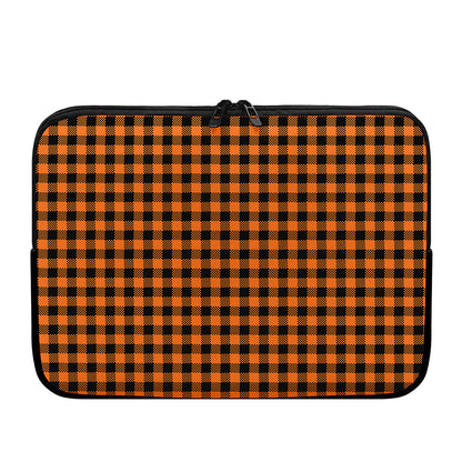 Orange Buffalo Plaid Print Laptop Sleeve