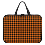 Orange Buffalo Plaid Print Laptop Sleeve With Handle