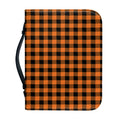Orange Buffalo Plaid Print Leather Bible Cover