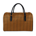 Orange Buffalo Plaid Print Leather Duffel Bag