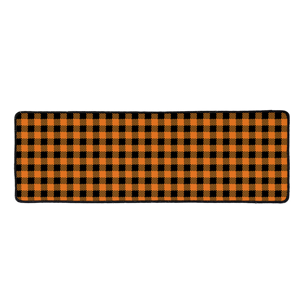 Orange Buffalo Plaid Print Long Kitchen Mat