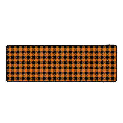 Orange Buffalo Plaid Print Long Kitchen Mat