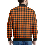 Orange Buffalo Plaid Print Men's Bomber Jacket