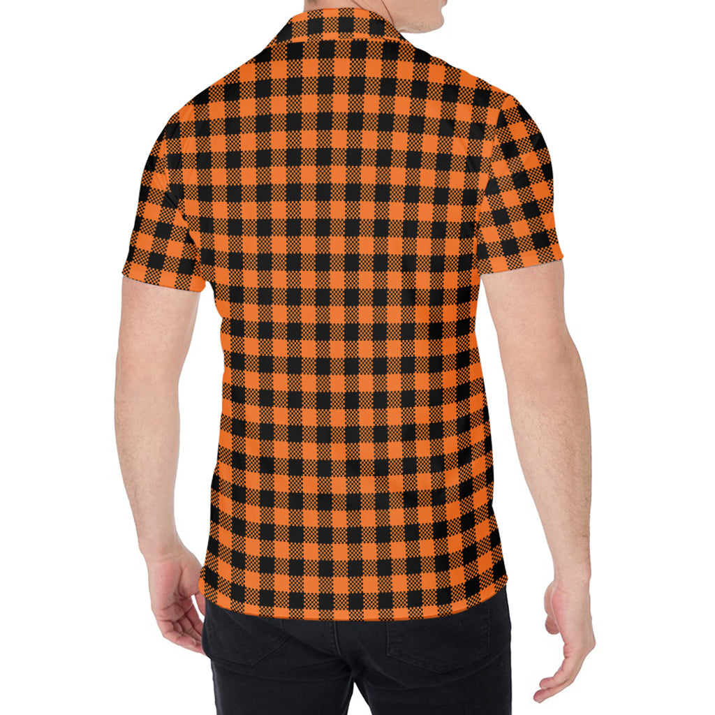 Orange Buffalo Plaid Print Men's Shirt