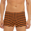 Orange Buffalo Plaid Print Men's Short Boxer Briefs