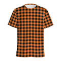 Orange Buffalo Plaid Print Men's Athletic T-Shirt