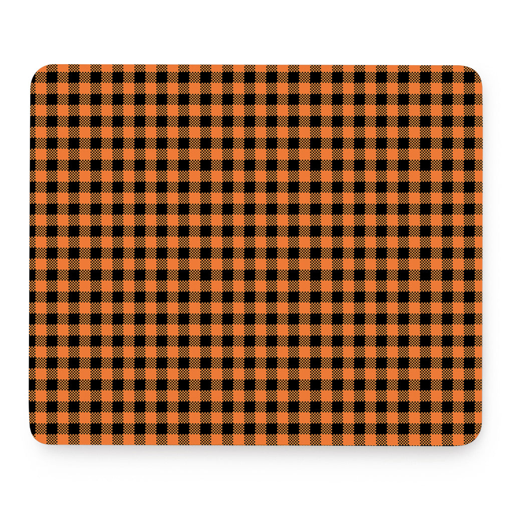 Orange Buffalo Plaid Print Mouse Pad