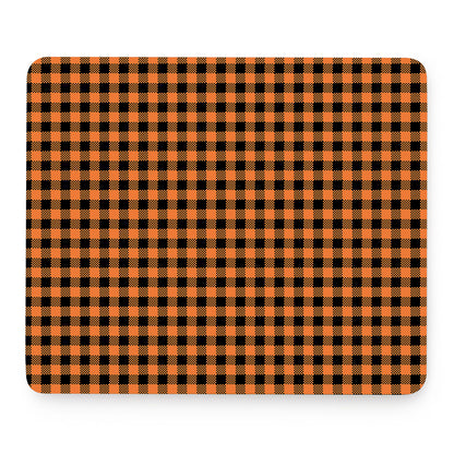 Orange Buffalo Plaid Print Mouse Pad