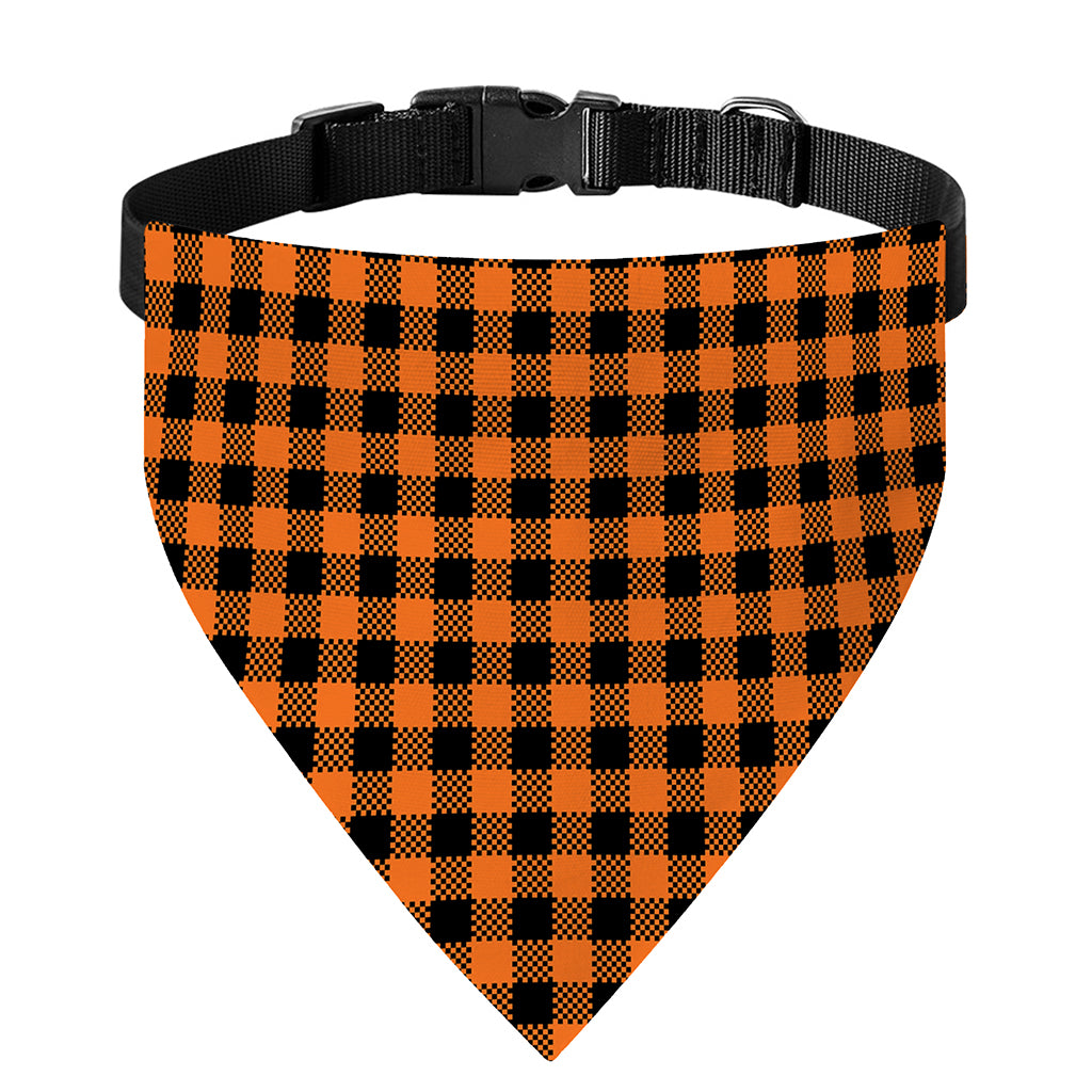 Orange Buffalo Plaid Print Over The Collar Dog Bandana