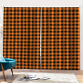 Orange Buffalo Plaid Print Pencil Pleat Curtains