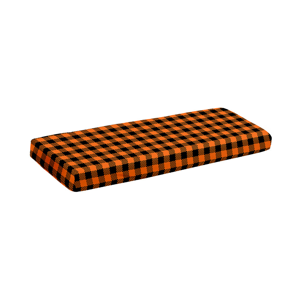 Orange Buffalo Plaid Print Piano Keyboard Cover