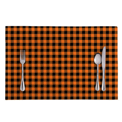 Orange Buffalo Plaid Print Placemat