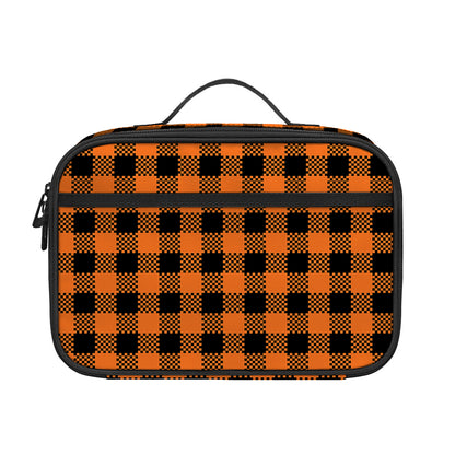 Orange Buffalo Plaid Print Portable Lunch Bag