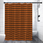 Orange Buffalo Plaid Print Premium Shower Curtain