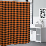 Orange Buffalo Plaid Print Premium Shower Curtain
