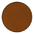 Orange Buffalo Plaid Print Round Floor Mat