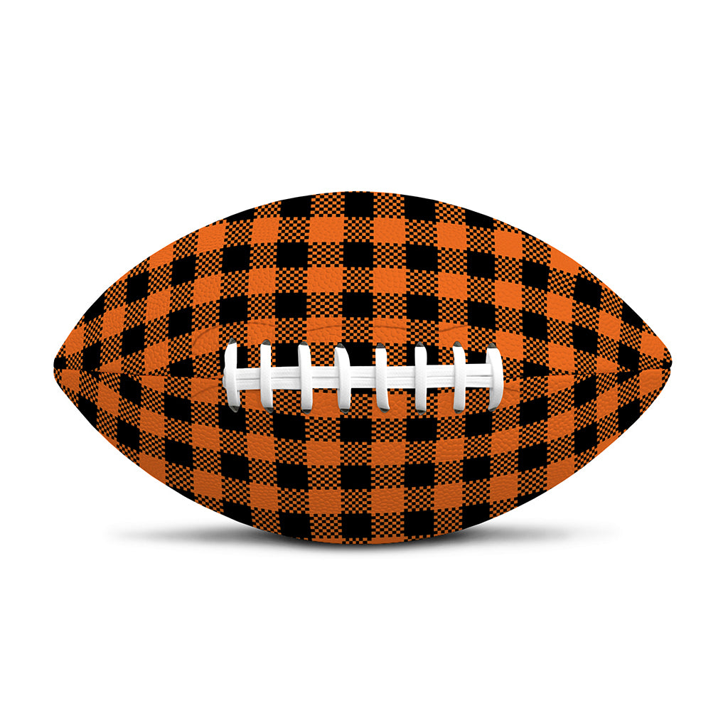 Orange Buffalo Plaid Print Rugby Ball