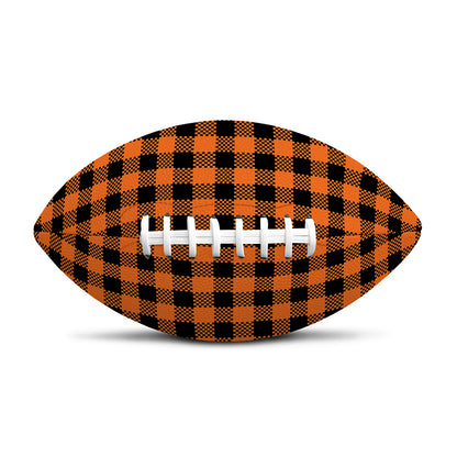 Orange Buffalo Plaid Print Rugby Ball