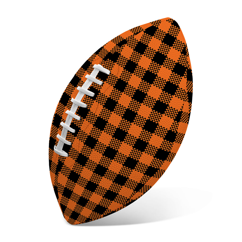 Orange Buffalo Plaid Print Rugby Ball