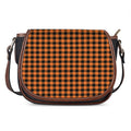 Orange Buffalo Plaid Print Saddle Bag