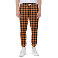 Orange Buffalo Plaid Print Joggers