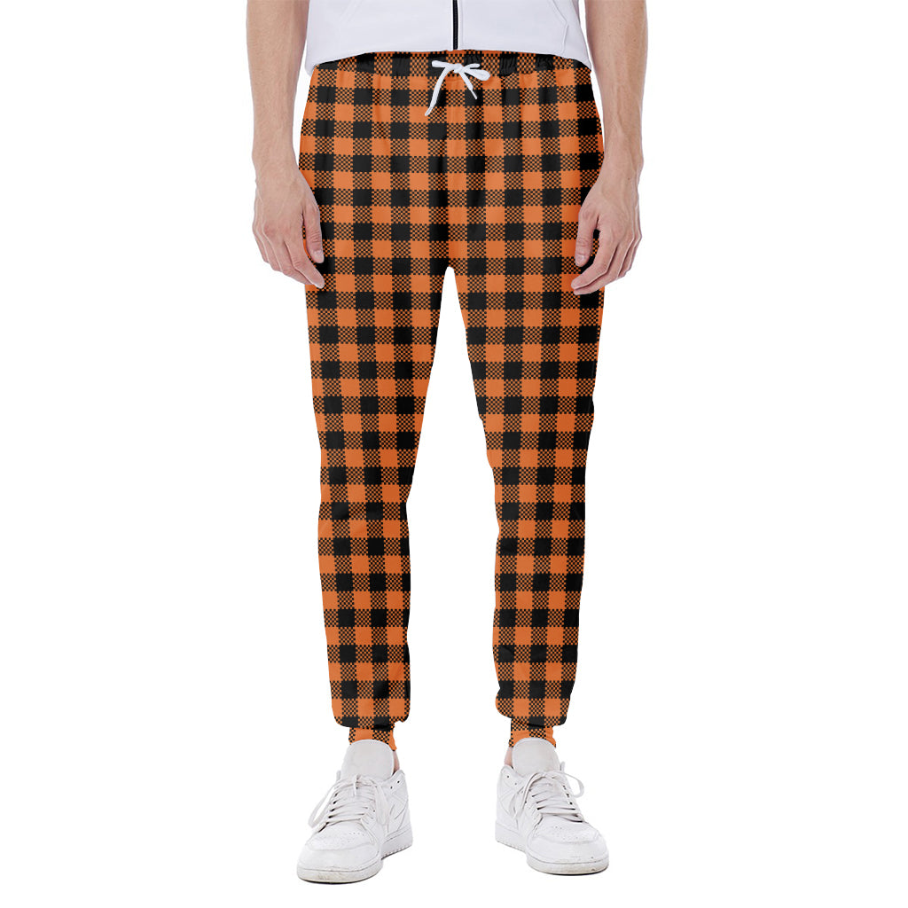 Orange Buffalo Plaid Print Scuba Joggers