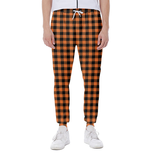 Orange Buffalo Plaid Print Scuba Joggers