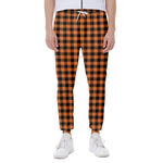 Orange Buffalo Plaid Print Scuba Joggers