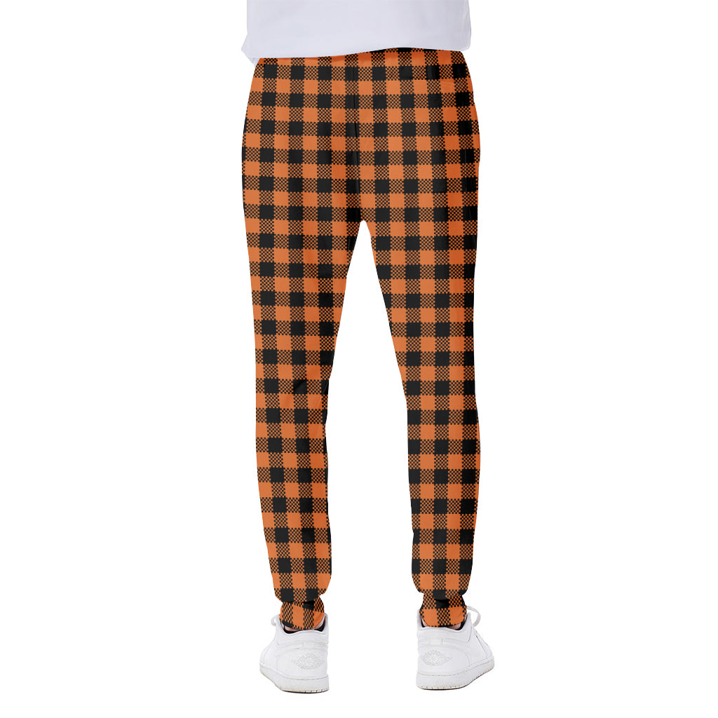 Orange Buffalo Plaid Print Scuba Joggers