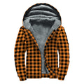 Orange Buffalo Plaid Print Sherpa Lined Zip Up Hoodie
