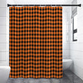 Orange Buffalo Plaid Print Shower Curtain