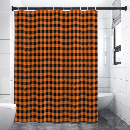 Orange Buffalo Plaid Print Shower Curtain