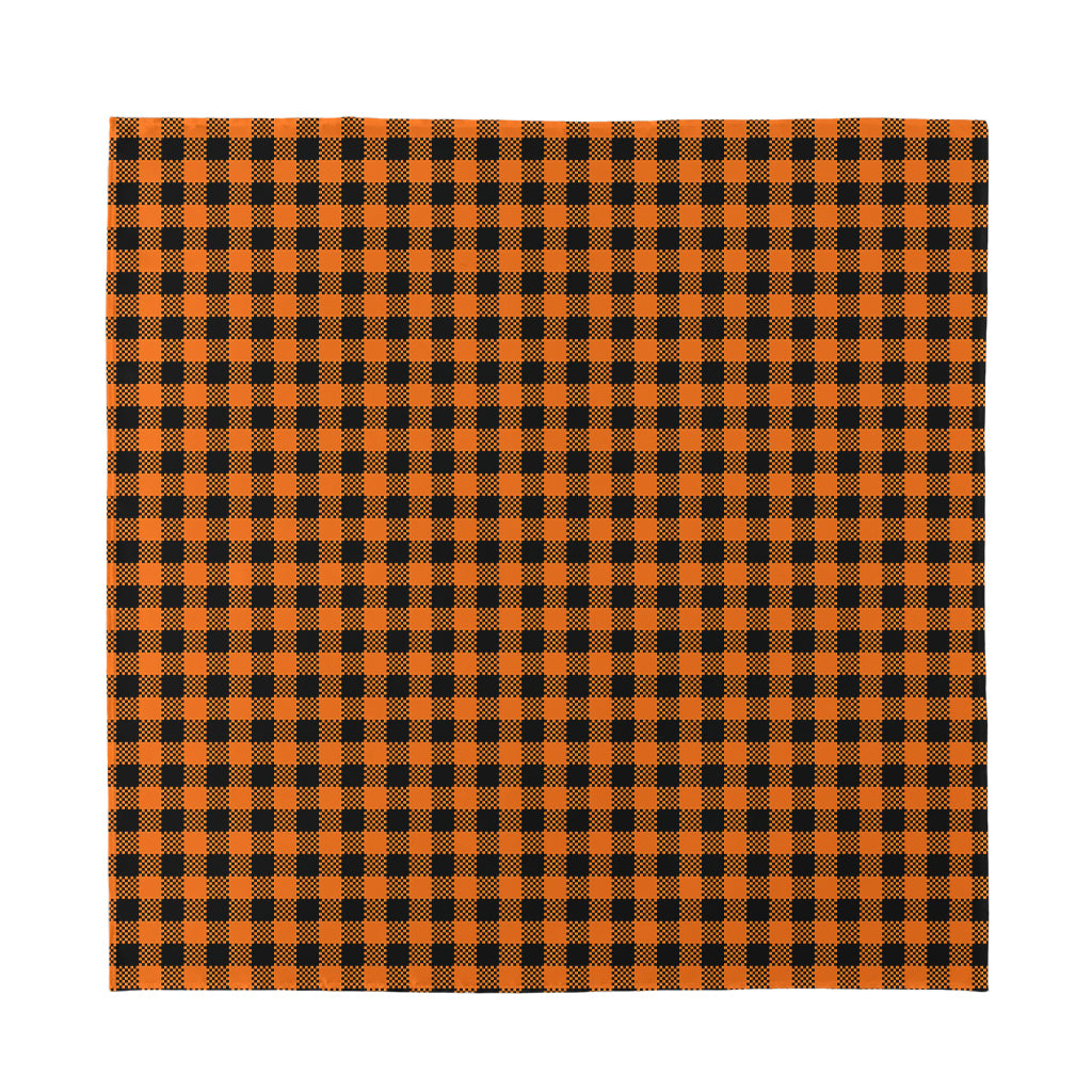 Orange Buffalo Plaid Print Silk Bandana