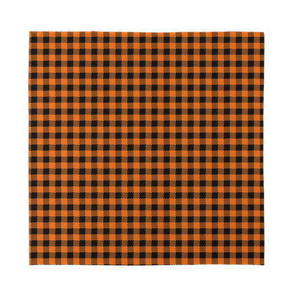 Orange Buffalo Plaid Print Silk Bandana