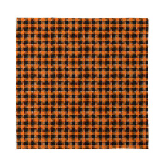 Orange Buffalo Plaid Print Silk Bandana