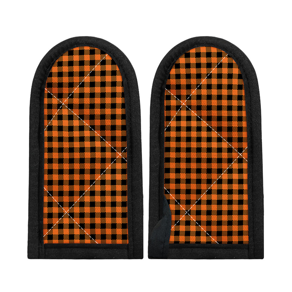 Orange Buffalo Plaid Print Skillet Handle Cover