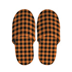 Orange Buffalo Plaid Print Slippers