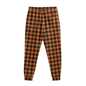 Orange Buffalo Plaid Print Sweatpants