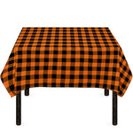 Orange Buffalo Plaid Print Tablecloth