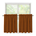 Orange Buffalo Plaid Print Tier Curtains