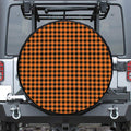 Orange Buffalo Plaid Print Tire Cover