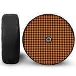 Orange Buffalo Plaid Print Tire Cover With Camera Hole