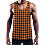 Orange Buffalo Plaid Print Training Tank Top